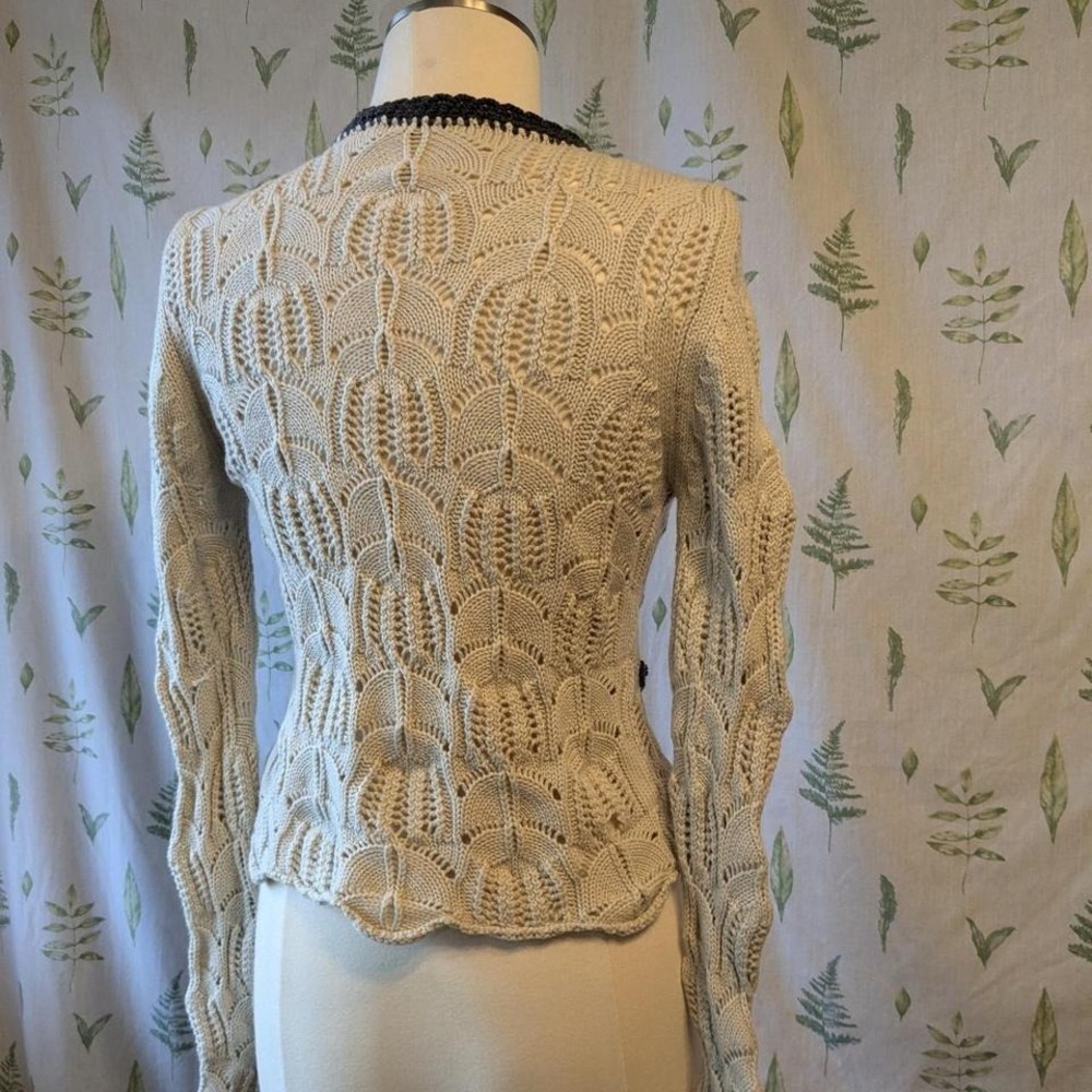 100% Wool Simona Barbieri Twin-set Light Force Spa Italian Open Knit Cardigan - Picture 3 of 8